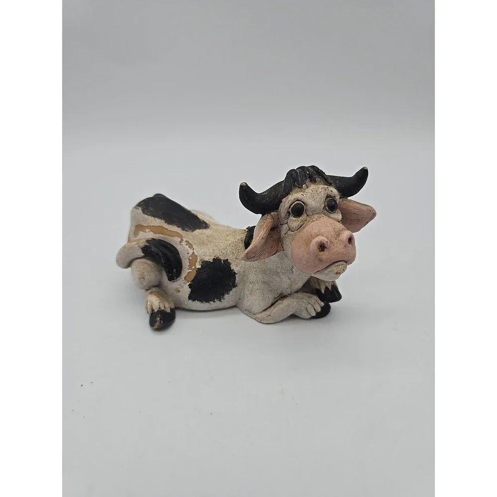 Vintage 1990's Pete Aspit Happy Holstein Cow Figure Milking Cow